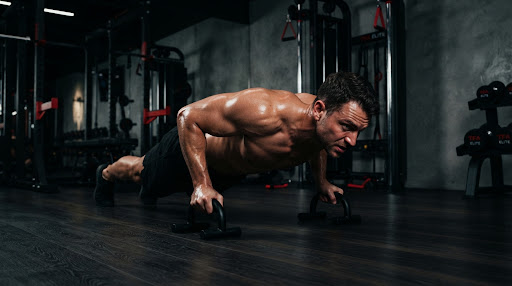 Athlete training on the floor